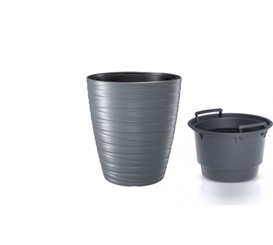 Кашпо с вкладышем Prosperplast MAZE DBMZ300 405U низкое, 29.6х32.9 см, 8/16 л, серый камень 061248 1