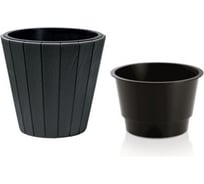 Кашпо с вкладышем Prosperplast Woode DBWO490 S433 48.8х45.7 см, антрацит 050949