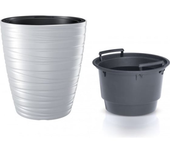 Кашпо с вкладышем Prosperplast MAZE DBMZ400 S449 низкое, 37.5х41.9 см, 18/32 л, белое 062205 1
