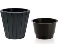 Кашпо с вкладышем Prosperplast Woode DBWO300 S433 29.9х28.1 см, антрацит 050934