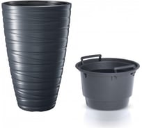 Кашпо с вкладышем Prosperplast MAZE DPMZ400 S433 высокое, 37.5х57.9 см, 18/43 л, антрацит 061690