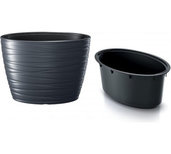 Кашпо с вкладышем Prosperplast MAZE DPMZE600 S433 овальное, 58.5х38.5х58.5 см, 24/75 л, антрацит 062218