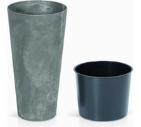 Кашпо с вкладышем Prosperplast Tubus Slim Effect DTUS300E 425U 30х57 см, темно-серое 059305