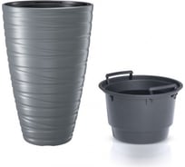 Кашпо с вкладышем Prosperplast MAZE DPMZ400 405U высокое, 37.5х57.9 см, 18/43 л, серый камень 061689