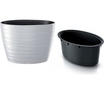 Кашпо с вкладышем Prosperplast MAZE DBMZE600 S449 овальное, 58.5х38.5х42.3 см, 24/56 л, белое 061246