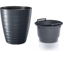 Кашпо с вкладышем Prosperplast MAZE DBMZ400 S433 низкая 37.5х41.9 см, 18/32 л, антрацит 062207