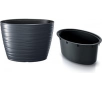Кашпо с вкладышем Prosperplast MAZE DBMZE600 S433 овальное, 58.5х38.5х42.3 см, 24/56 л, антрацит 061244