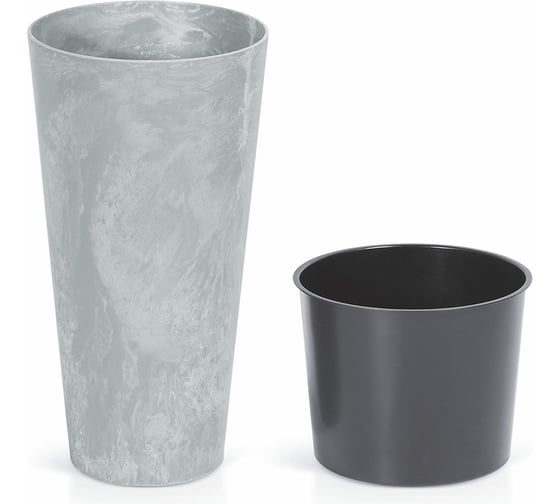 Кашпо с вкладышем Prosperplast Tubus Slim Beton DTUS250B 422U 25х47 см, бетон 059324 1