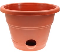 Кашпо с поддоном ФлораПласт Венеция 18 терракотовое, 2 л 000924