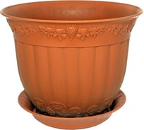 Кашпо с поддоном Эльфпласт Флора 15 см, 1 л, терракотовое 032791