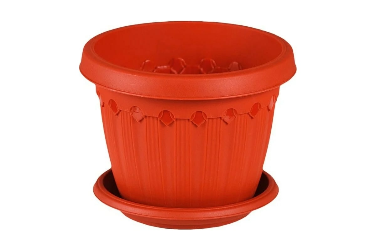 Кашпо с поддоном Эльфпласт Флавия 48 см, 35 л, терракотовое 062156 ...