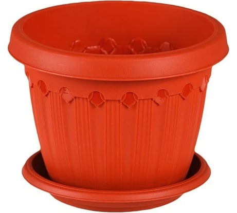 Кашпо с поддоном Эльфпласт Флавия 12 см, 0.6 л, терракотовое 032223