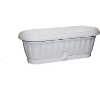 Овальное кашпо с поддоном Эльфпласт Флавия белое, 25 см 052491