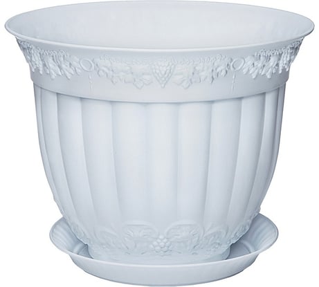 Кашпо с поддоном Эльфпласт Флора 15 см, 1.1 л, белое 032792