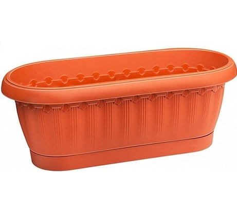 Овальное кашпо с поддоном Эльфпласт Флавия терра, 30 см 038941