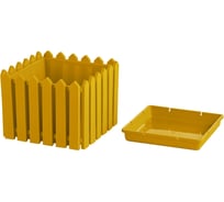 Кашпо Элластик-Пласт Лардо квадратное, среднее, 28х28 см, желтое ЭП 205807