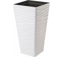 Кашпо с вкладышем FormPlastic Sahara SLIM 3970 011 квадрат, 39х75 см, 77.5 л, белое 056634