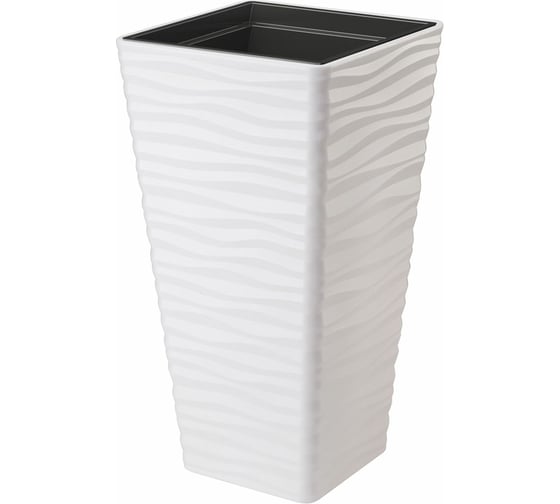 Кашпо с вкладышем FormPlastic Sahara SLIM 3970 011 квадрат, 39х75 см, 77.5 л, белое 056634