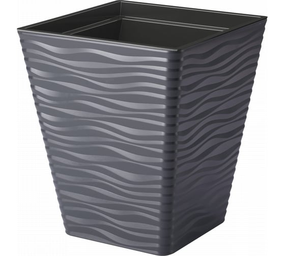 Кашпо с вкладышем FormPlastic Sahara 3940 014 квадрат, 39х44 см, 41 л, антрацит 056630