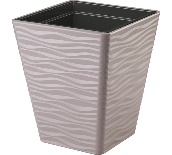 Кашпо с вкладышем FormPlastic Sahara 3940 051 квадрат, 39х44 см, 41 л, жемчужно-коричневое 056631