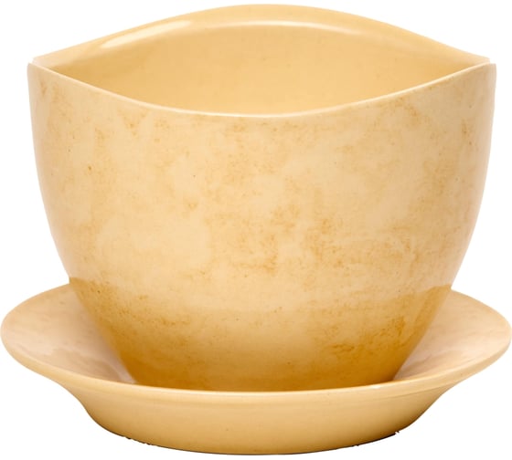 Горшок для цветов Котовская керамика Флокс бежевый, 0.45 л 16263374 1