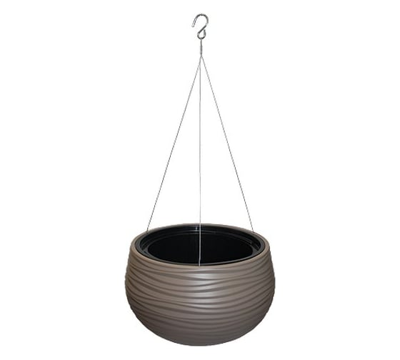 Кашпо с подвесом и вкладышем FormPlastic Sahara hanging 3150 051 8 л, жемчужно-коричневое 059160 1