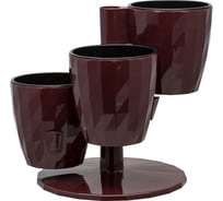 Комплект из 3-х кашпо с вкладками на подставке bmc КШ5442 Каскад RUBY бордо, 11х24 см, 1 л 057603