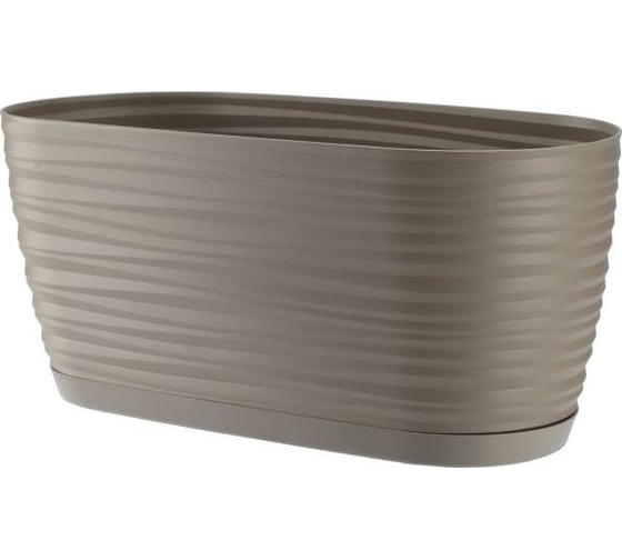 Овальное кашпо с прикрепленным поддоном FormPlastic Sahara petit 3110 051 2.65 л, жемчужно-коричневый 050501