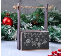 Деревянное кашпо Дарим Красиво Пауль и Любовь. Новогоднее, Новый год, с принтом, 15х12х8.5 см 5422760