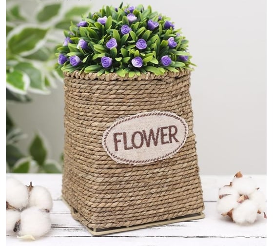 Плетеное кашпо Доляна FLOWER круг, 15х10х15 см 5052184