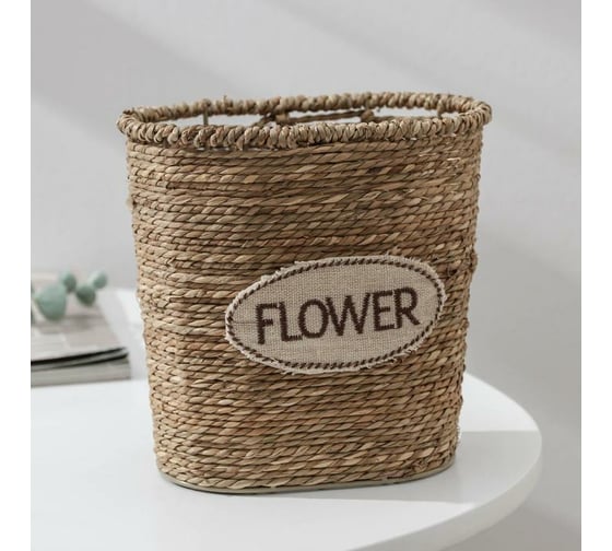 Плетеное кашпо Доляна FLOWER овал, 15х10х15 см 5052183 1