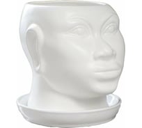Кашпо Сималенд Голова африканки муар, 1.4 л, белое 4911541
