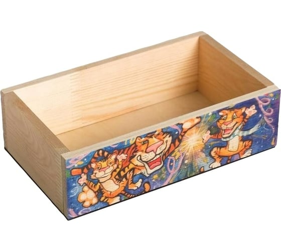 Деревянное кашпо Сималенд Символ года 2022. Три тигра 24х14х7.5 см 7028103 1