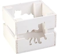 Деревянное двуреечное кашпо Сималенд Символ года 2022. Тигренок 12х11х9 см, белое 7028137