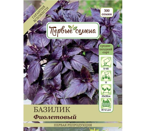 Семена Первые семена Базилик овощной Фиолетовый 015165-1Семена 1