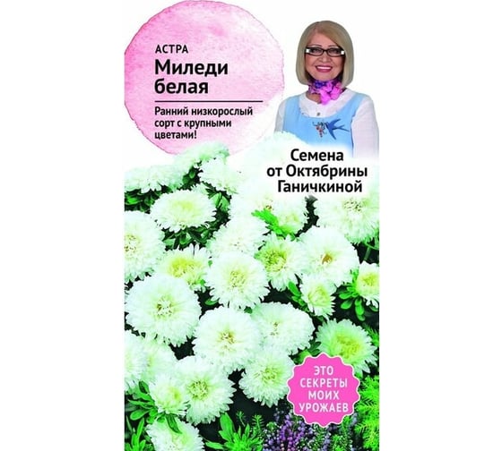Семена ОКТЯБРИНА ГАНИЧКИНА Астра Миледи белая 0.2 г 118837 1