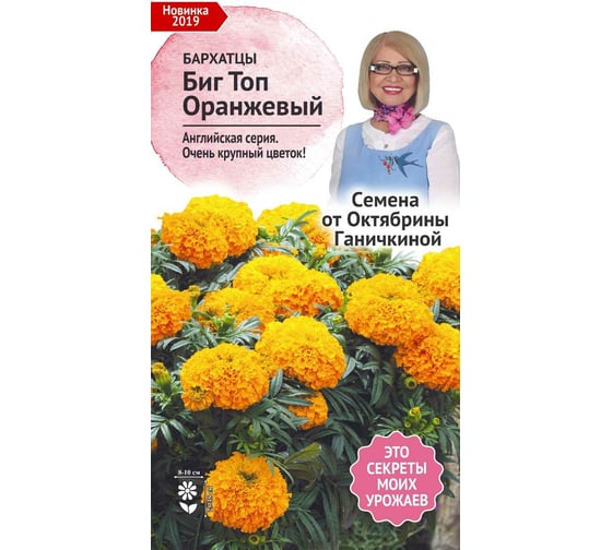 Семена ОКТЯБРИНА ГАНИЧКИНА Бархатцы Биг Топ Оранжевый 10 шт. 121241 1