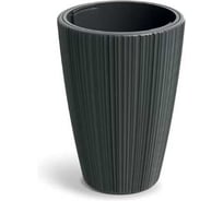 Кашпо ФлораПласт Oro пластик, с владышем d39см h55см темно-серый 072645
