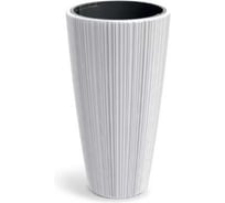 Кашпо ФлораПласт Oro пластик, с владышем d39см h73см белый 072643