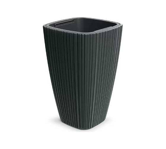 Кашпо Scheurich Oro пластик, квадрат d29х29 h45см 23/8л тем. серый (dark gray) с вкладышем 072811