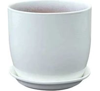 Горшок ФлораПласт Верона с поддоном, керамика, глянец белый, d11см h11см 072568