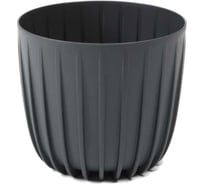 Кашпо ФлораПласт MIRA пластик, низкая, d163 мм, h143 мм, 2 л, антрацит 072680