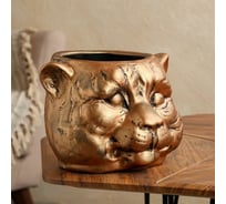 Фигурное кашпо Сималенд Голова тигра, бронза светлая, керамика, 8.5 л 6938596