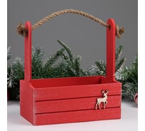 Деревянное кашпо Сималенд Новый год. Олень, 25х15х30 см, красное 6948775