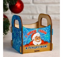 Деревянное кашпо Дарим Красиво С Новым Годом и Рождеством! Санта, 10х10.5х11 см 5249129