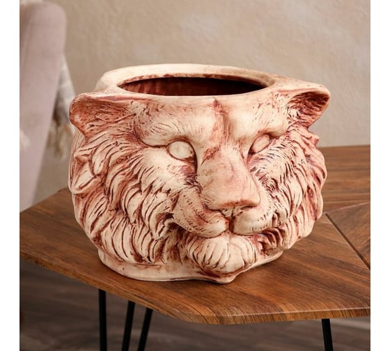 Фигурное кашпо Сималенд Голова тигра, под шамот, керамика, 12 л 6829954