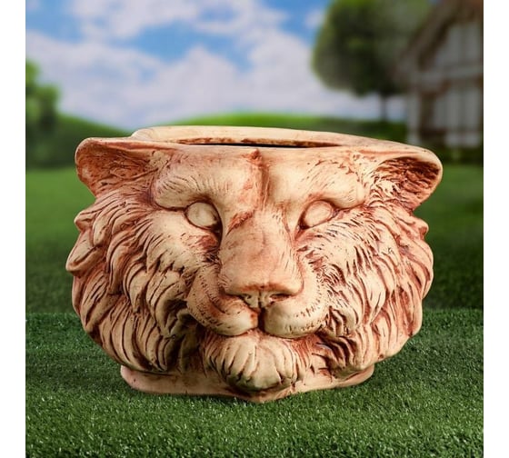 Фигурное кашпо Сималенд Голова тигра, под шамот, керамика, 12 л 6829954