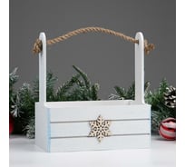 Деревянное кашпо Сималенд Новый год. Снежинка 25х15х30 см, белое 6948776