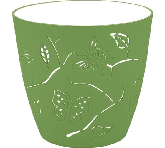 Горшок для цветов Plast Team Butterflies, 2,5 л, зеленое яблоко 256261