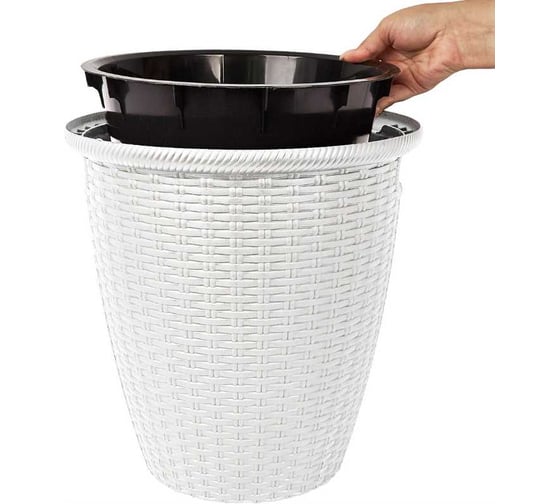 Кашпо напольное Ingreen Rattan, с внутренним горшком, 10 л, белоснежный жасмин 272731